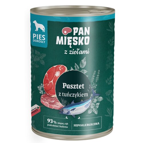 Karma dla psa PAN MIĘSKO z Ziołami Pasztet z tuńczykiem 400 g