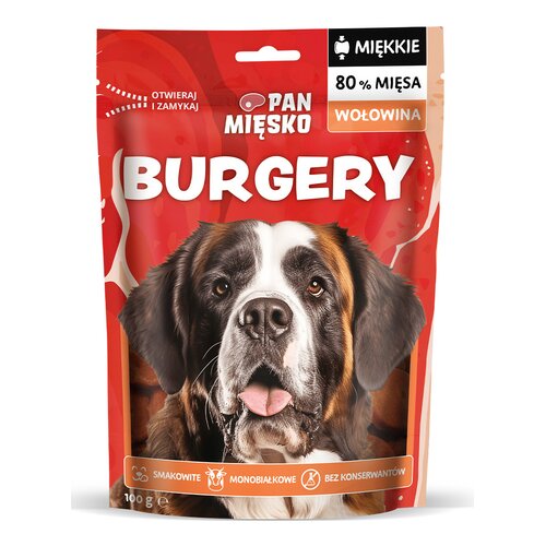 Przysmak dla psa PAN MIĘSKO Burgery Wołowina 100 g