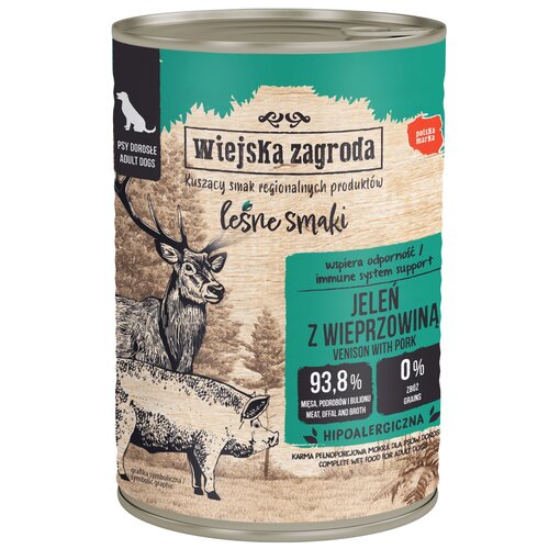 Karma dla psa WIEJSKA ZAGRODA Leśne smaki Jeleń z wieprzowiną 400 g