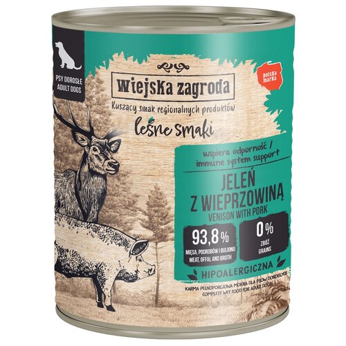 Karma dla psa WIEJSKA ZAGRODA Leśne smaki Jeleń z wieprzowiną 800 g