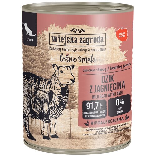 Karma dla psa WIEJSKA ZAGRODA Senior Leśne smaki Dzik z jagnięciną 800 g