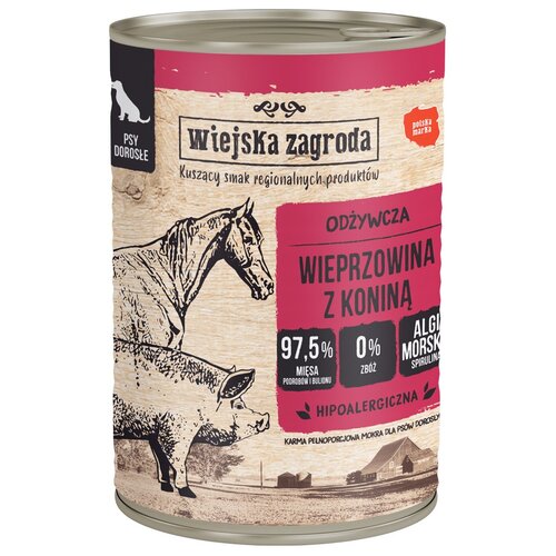 Karma dla psa WIEJSKA ZAGRODA Wieprzowina z koniną 400 g