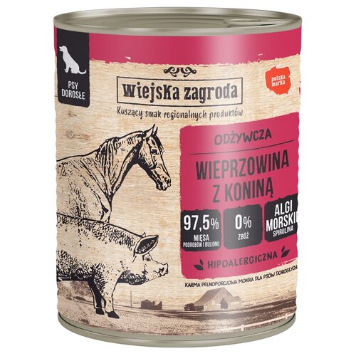 Karma dla psa WIEJSKA ZAGRODA Wieprzowina z koniną 800 g
