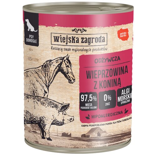Karma dla psa WIEJSKA ZAGRODA Wieprzowina z koniną 800 g