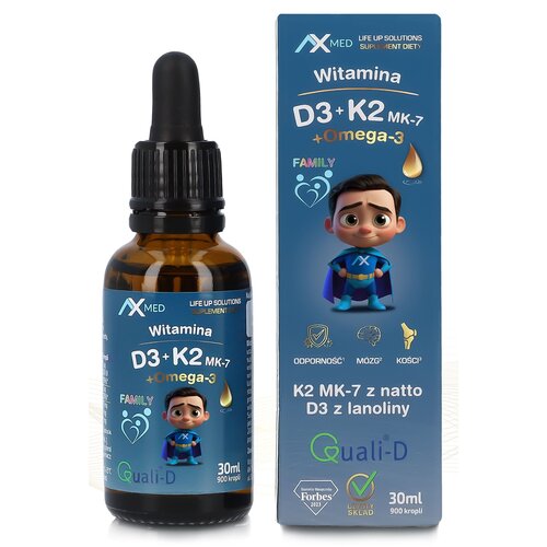 Kompleks witamin AXMED Witamina D3 + K2 MK-7 + Omega 3 30 ml