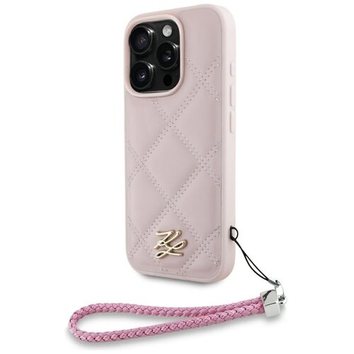 Etui KARL LAGERFELD Quilted Initial Logo & Chain Strap do Apple iPhone 16 Pro Max Różowy