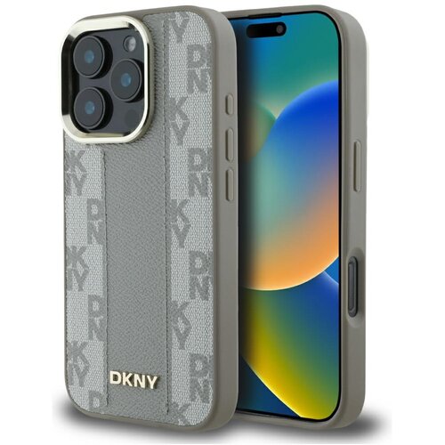 Etui DKNY Checkered Pattern MagSafe do Apple iPhone 16 Pro Beżowy