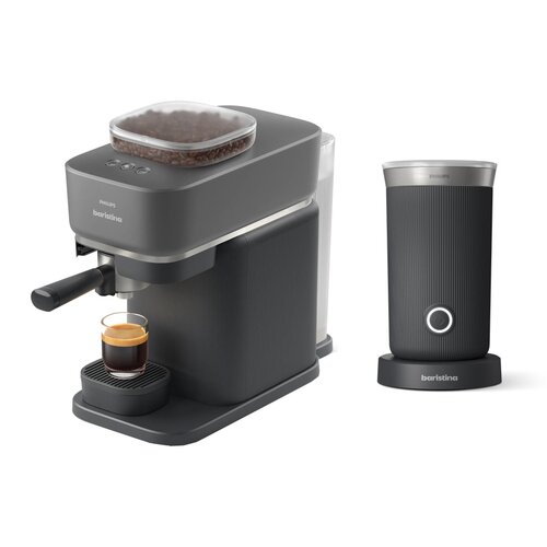 Ekspres PHILIPS Baristina BAR300/60 z zautomatyzowanym procesem mielenia i zaparzania + Spieniacz PHILIPS Baristina BAR311/60 Czarny