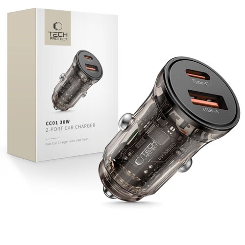 Ładowarka samochodowa TECH-PROTECT CC01 PD30W/QC3.0 Czarny