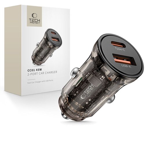 Ładowarka samochodowa TECH-PROTECT CC01 PD45W/QC3.0 Czarny