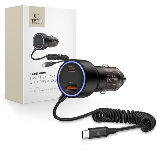 Ładowarka samochodowa TECH-PROTECT CC05 PD60W Czarny