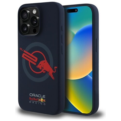 Etui RED BULL HC Silicone ORBR20 Logo Red Lining MagSafe do Apple iPhone 15 Pro Granatowy