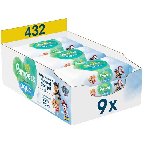 Chusteczki nawilżane PAMPERS Harmonie Aqua Psi Patrol (432 szt.)