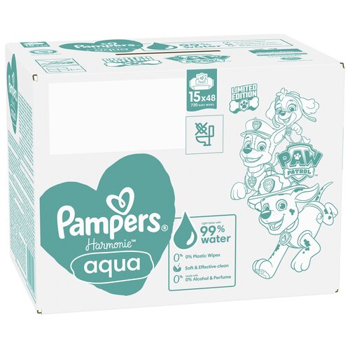 Chusteczki nawilżane PAMPERS Harmonie Aqua Psi Patrol (720 szt.)