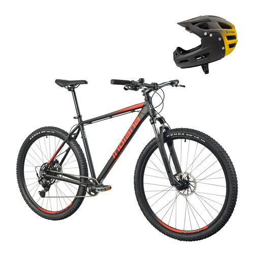 Rower górski MTB INDIANA X-Pulser 2.9 M21 29 cali męski Czarno-czerwony + Kask XRIDER XR00FH01 Czarno-żółty MTB (rozmiar L)