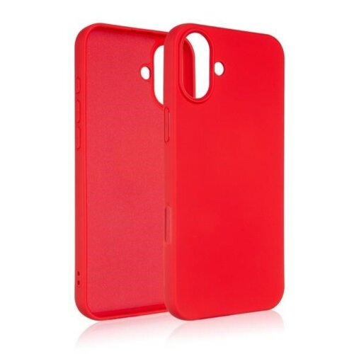 Czerwone etui silikonowe do telefonu, z wycięciami na aparat i przyciski, widoczne z przodu i z tyłu. Produkt ma gładką powierzchnię i zaokrąglone krawędzie.