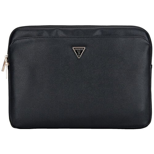 Etui na laptopa GUESS Sleeve Grained Zipper Pocket Triangle Logo 14 cali Czarny