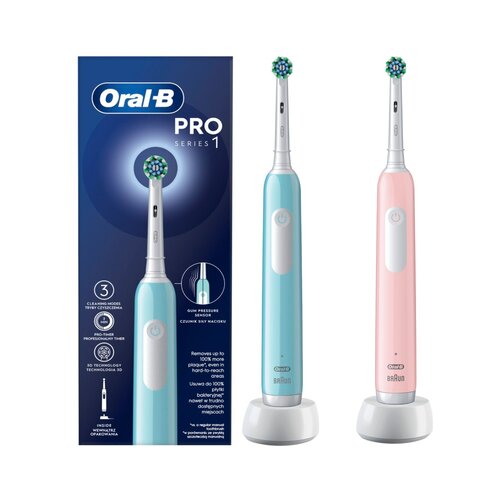 Szczoteczka rotacyjna ORAL-B Pro 1 + Szczoteczka rotacyjna ORAL-B Pro 1 Różowy