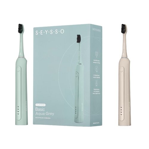 Szczoteczka soniczna SEYSSO Basic Color Aqua Grey + Szczoteczka soniczna SEYSSO Basic Color Stone Beige