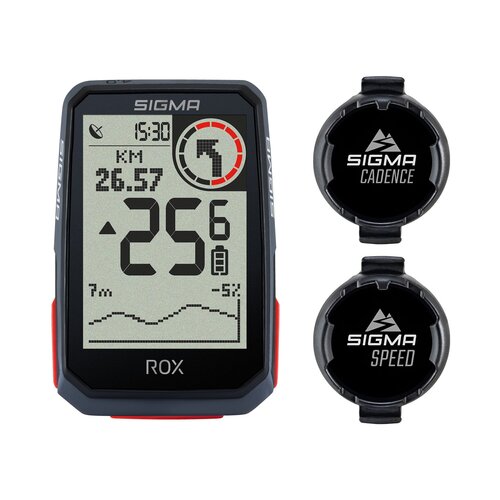 Licznik rowerowy SIGMA Rox 4.0 Czarny Podświetlany + Czujnik kadencji SIGMA Duo + Czujnik prędkości SIGMA Duo