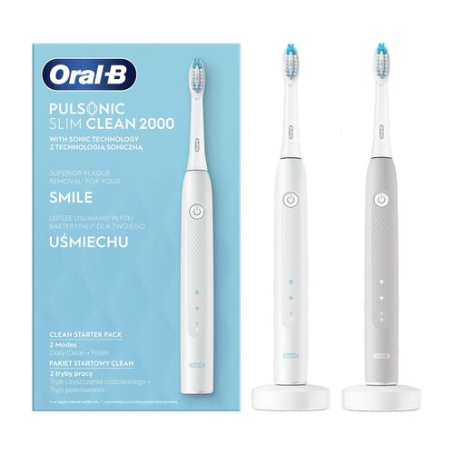Szczoteczka soniczna ORAL-B Pulsonic Slim Clean 2000 Biały + Szczoteczka soniczna ORAL-B Pulsonic Slim Clean 2000 Szary