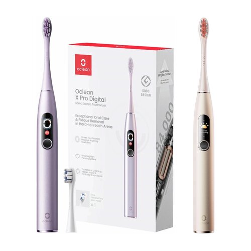 Szczoteczka soniczna OCLEAN X Pro Digital Fioletowy + Szczoteczka soniczna OCLEAN X Pro Digital Złoty