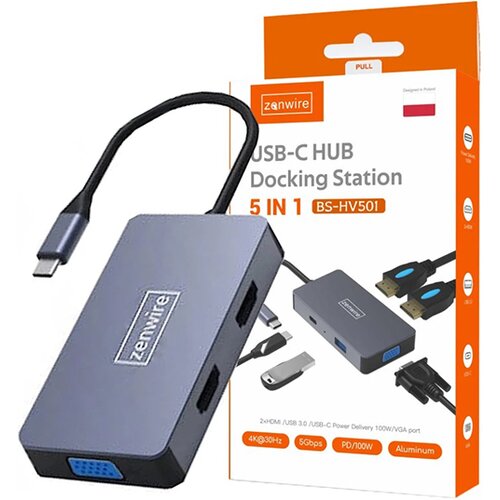 Hub ZENWIRE HV501 USB Typu C, Pasywny