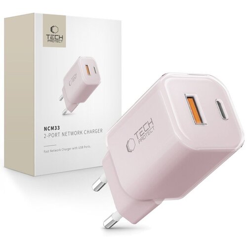 Ładowarka sieciowa TECH-PROTECT NCM33 PD33W/QC3.0 Jasnoróżowy