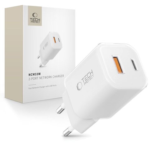 Ładowarka sieciowa TECH-PROTECT NCM33W PD33W/QC3.0 Biały