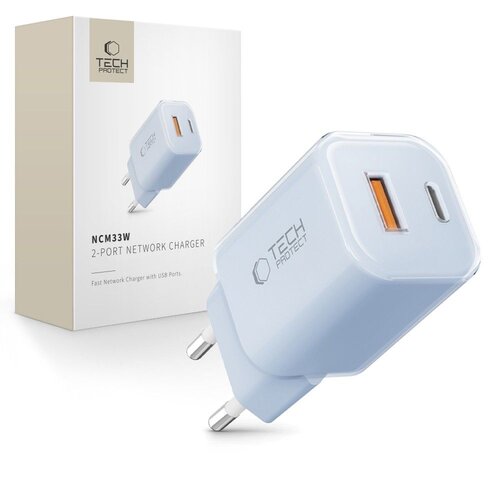Ładowarka sieciowa TECH-PROTECT NCM33W PD33W/QC3.0 Błękitny