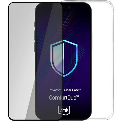 Etui 3MK ComfortDuo Privacy do Apple iPhone 16e Przezroczysty + szkło hartowane