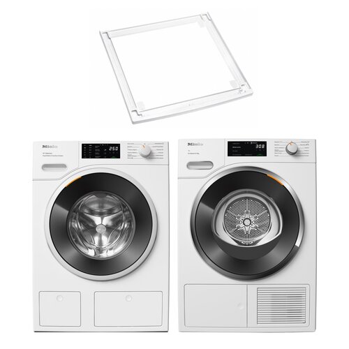 Pralka MIELE W1 WSG883 WCS 9kg 1400 obr TwinDos SteamCare AutoDos + Suszarka MIELE TWH780WP EcoSpeed z pompą ciepła + Łącznik MIELE WTV 502