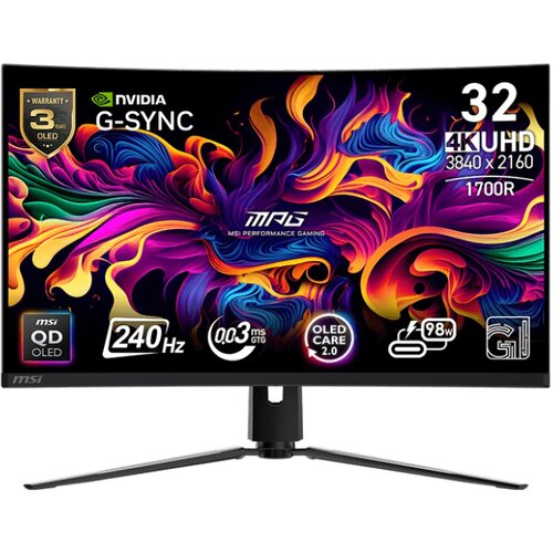 Monitor MSI MPG 321CURX QD-OLED 31.5" 3840x2160px 240Hz 0.03 ms [GTG] Curved