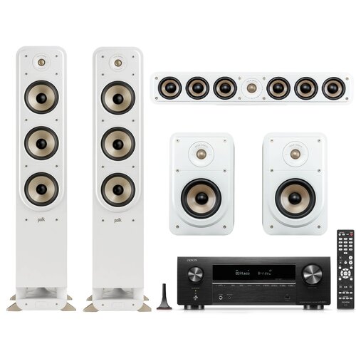 Kino domowe DENON AVR-X1800 + POLK AUDIO Signature elite ES60 + ES15 + ES35C Czarno-biały