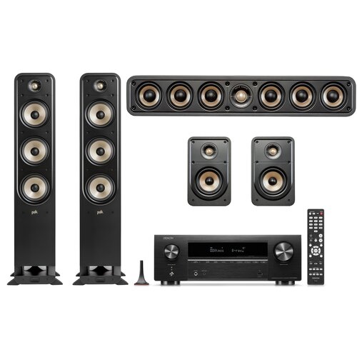 Kino domowe DENON AVR-X1800 + POLK AUDIO Signature elite ES60 + ES15 + ES35C Czarny