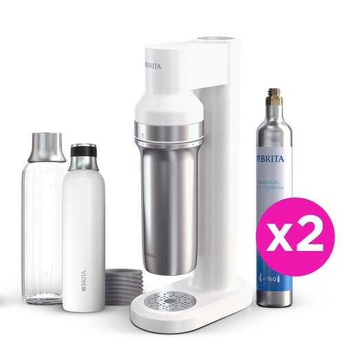 Saturator BRITA Soda TRIO Biały z dwoma nabojami + 2 butelki