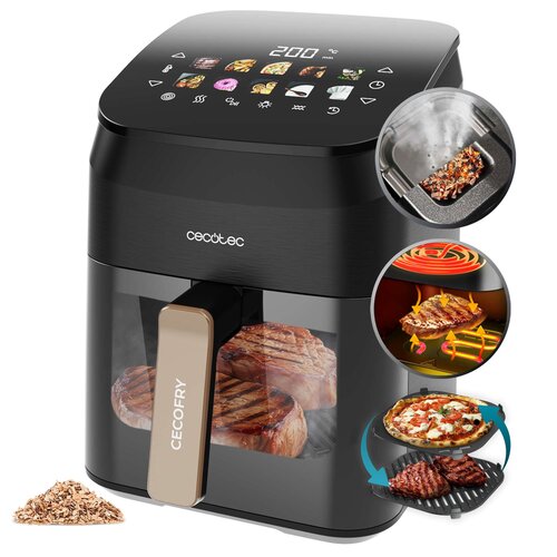Air Fryer Frytkownica beztłuszczowa CECOTEC Cecofry&Grill Smoking 4500 3 w 1 z ukrytym grillem i wędzarnią