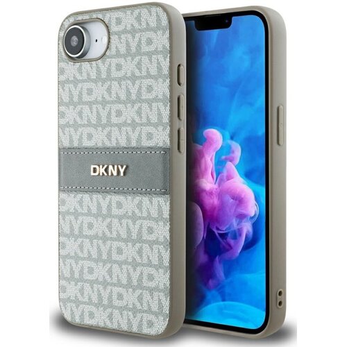 Etui DKNY Repeat Texture Pattern with Tonal Stripe do Apple iPhone 16e Beżowy