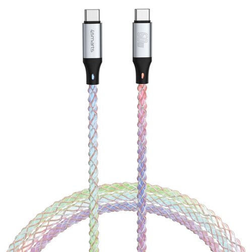 Kabel USB-C - USB-C 4SMARTS KAT07366 RGB 60W 1.5 m Wielokolorowy