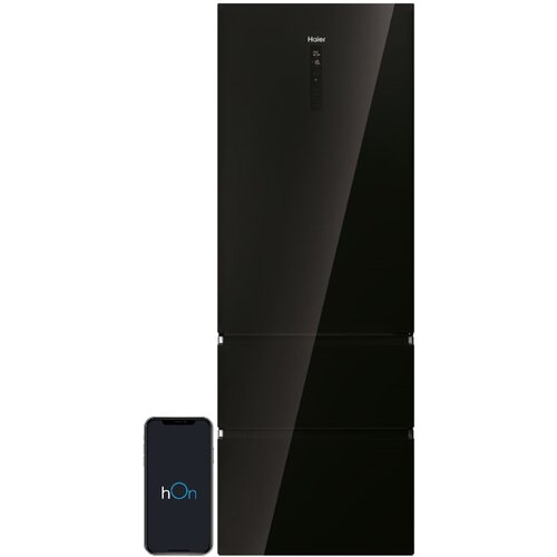 Lodówka HAIER HTW7720DNGB No Frost 200.6cm 3D Czarne szkło