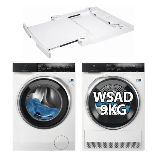 Pralka ELECTROLUX MEW4EH9Y7P SteamCare 700 9kg 1400 obr UniversalDose + Suszarka ELECTROLUX MEWD4E9C7CP + Łącznik ELECTROLUX E1WYHSK1