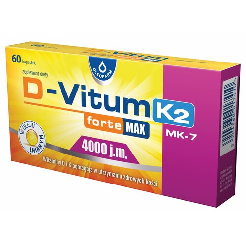 Kompleks witamin OLEOFARM D-Vitum K2 Forte Max 4000 j.m (60 kapsułek)