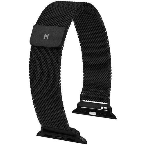 Pasek HIRSCH Milanaise do Apple Watch 42/44/45/46/49mm Czarny + Adapter