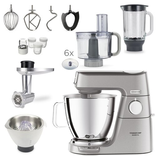 Robot kuchenny planetarny KENWOOD Titanium Chef Baker XL KVL85.704SI (2 misy) z wagą, malakserem i krajarką w kostkę