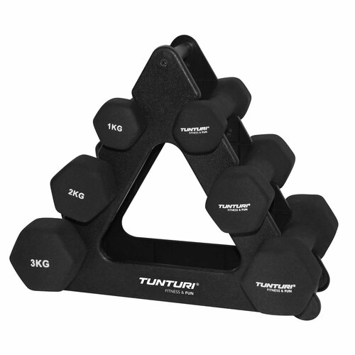 Zestaw hantli TUNTURI 14TUSCL107 (2x1/2x2/2x3 kg) + stojak