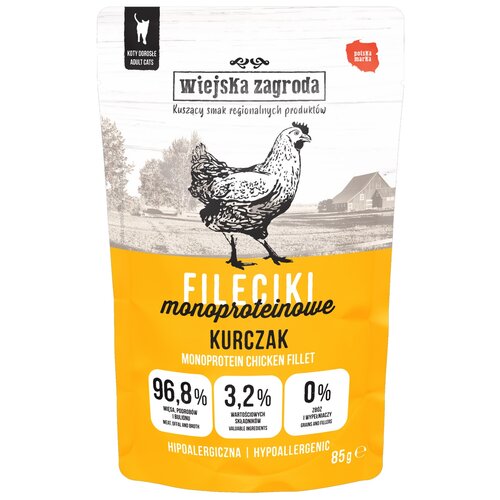 Karma dla kota WIEJSKA ZAGRODA Monoproteinowa Fileciki Kurczak 85 g