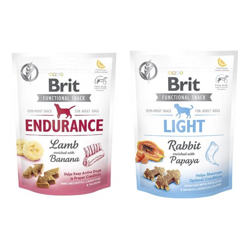 Przysmak dla psa BRIT CARE Dog Functional Snack Endurance Lamb 150 g + Przysmak dla psa BRIT CARE Functional Snack Light Rabbit 150 g