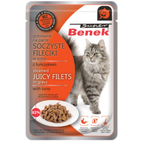 Karma dla kota SUPER BENEK Adult Fileciki w sosie z tuńczykiem 85 g