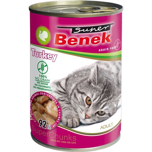 Karma dla kota SUPER BENEK Adult Indyk w sosie 415 g