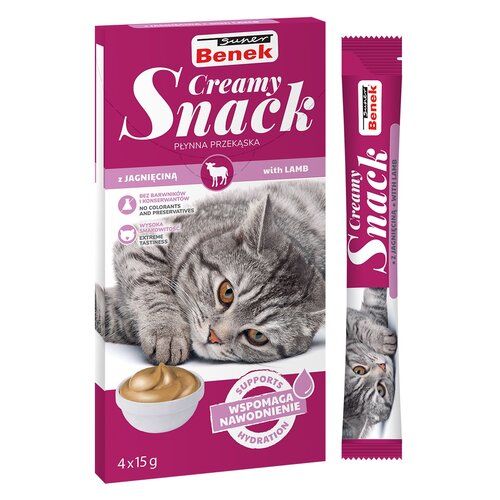 Przysmak dla kota SUPER BENEK Creamy Snack z jagnięciną (4 x 15 g)